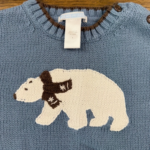 Janie and Jack Blue Knit Polar Bear Sweater 4 - Picture 2 of 3